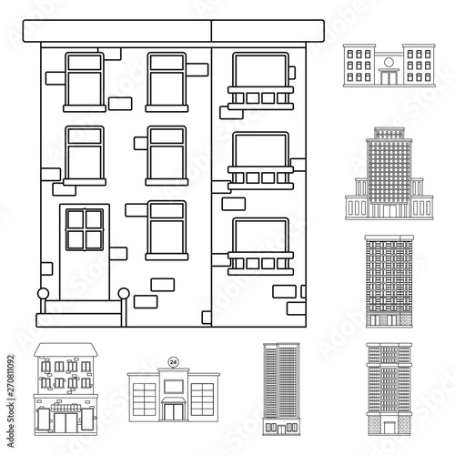 Vector design of architecture and exterior logo. Set of architecture and city stock vector illustration.