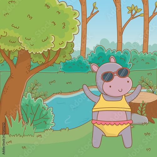 cute animal enjoying summer vacations