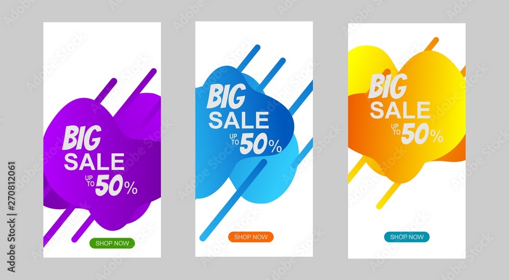 liquid sales banner design with three color choices liquid sales banner design with three color choices