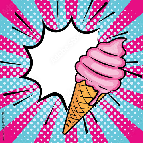 Pop art ice cream cartoon
