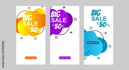 liquid sales banner design with three color choices