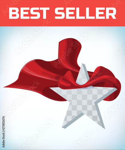 Star concept. Star in cape. Super cloak. Super star. Power icon. Leadership sign. Superhero template. Leader. Imagination symbol. Award logo. Inspiration symbol. Success concept. Quality sign.