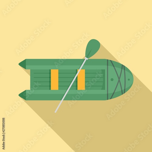 Rubber boat icon. Flat illustration of rubber boat vector icon for web design