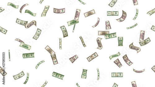 Flying money. Falling dollars. Vector illustration