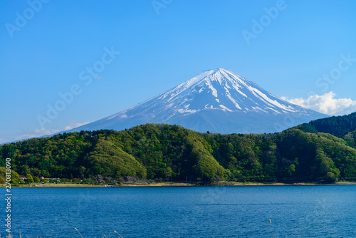写真素材：富士山、日本、風景、河口湖、冠雪