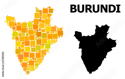 Gold Square Mosaic Map of Burundi
