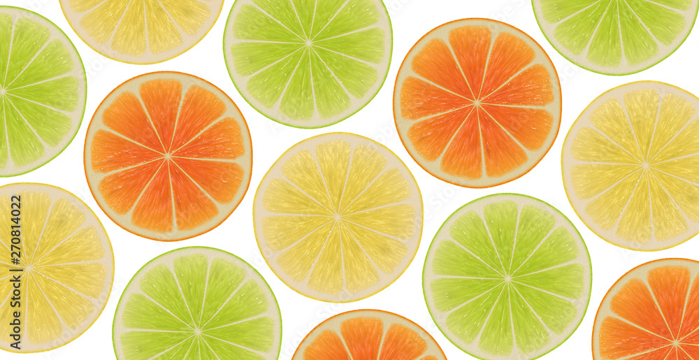 Fototapeta premium fruity lemon orange lime slices isolated