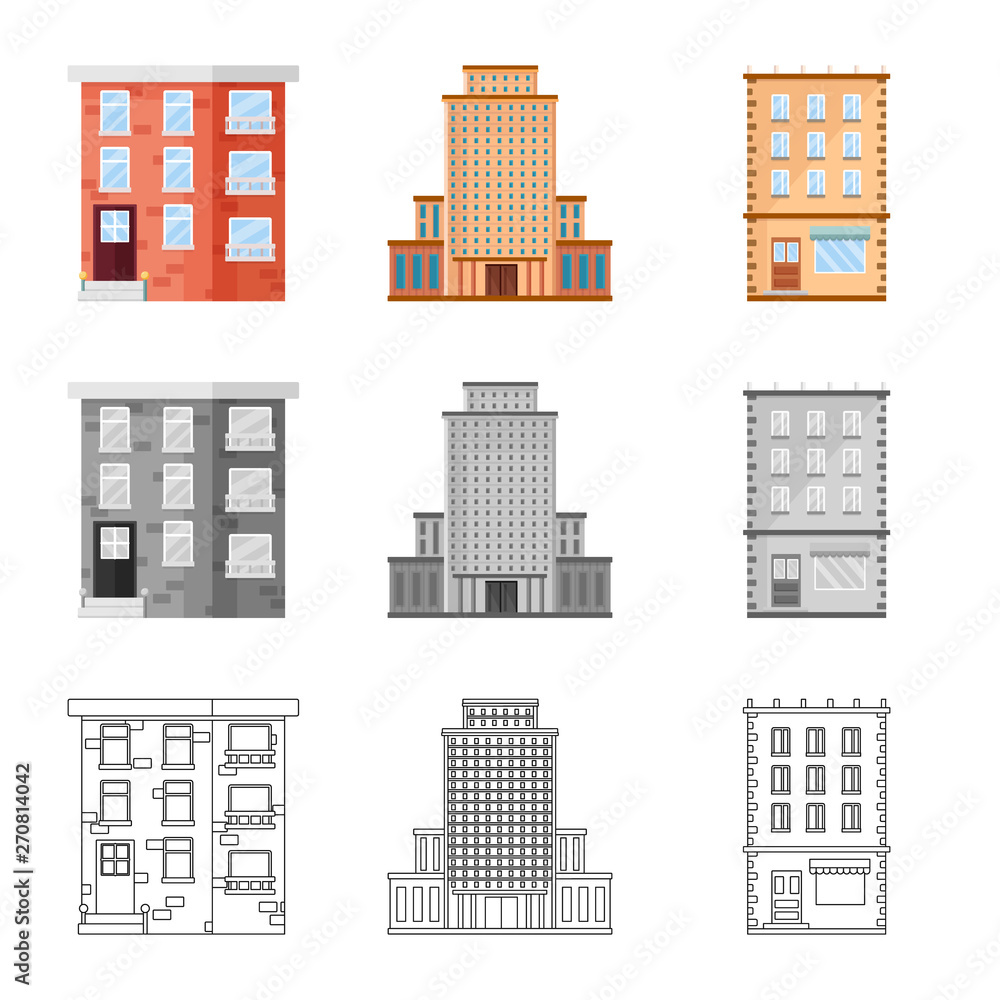 Isolated object of municipal and center logo. Collection of municipal and estate   stock vector illustration.