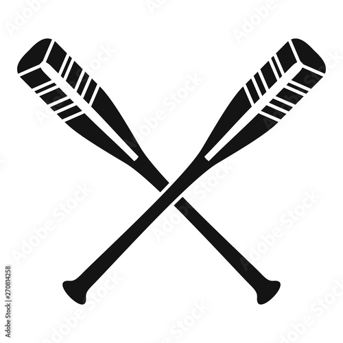 Crossed striped oars icon. Simple illustration of crossed striped oars vector icon for web design isolated on white background
