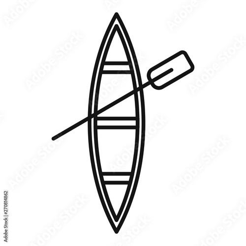 Top view wood boat icon. Outline top view wood boat vector icon for web design isolated on white background