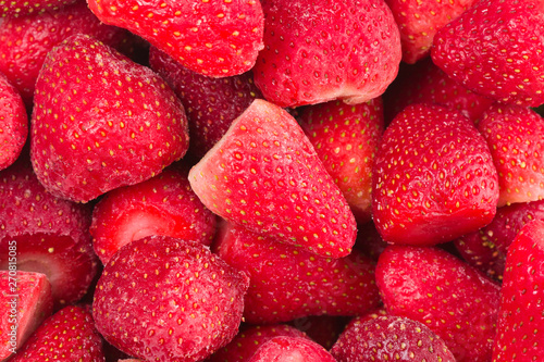 Abstract background from the appetizing frozen strawberry photo