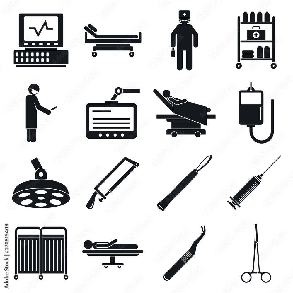 Surgeons operating tool icons set. Simple set of surgeons operating tool vector icons for web design on white background Surgeons operating tool icons set. Simple set of surgeons operating tool vector icons for web design on white background