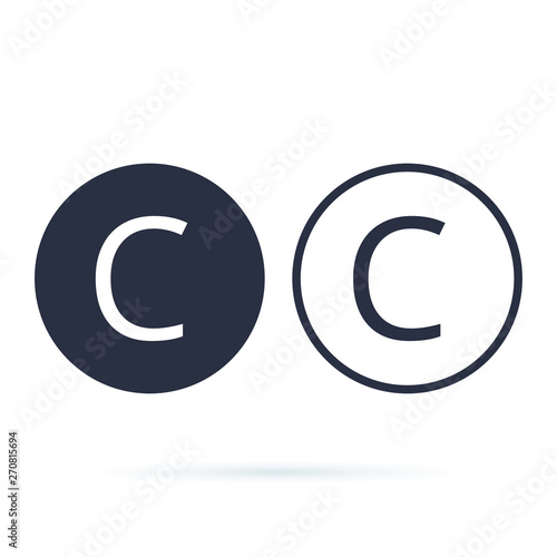 Copyright Symbol Icon Vector Illustration. Copyright symbol isolated on transparent background. Black symbol for design