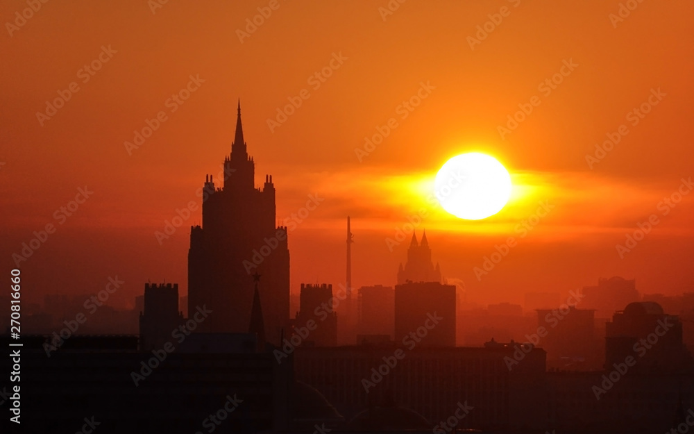  Silhouette of the Ministry of Foreign Affairs at sunset