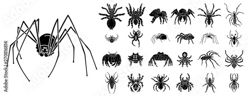 Spider icons set. Simple set of spider vector icons for web design on white background