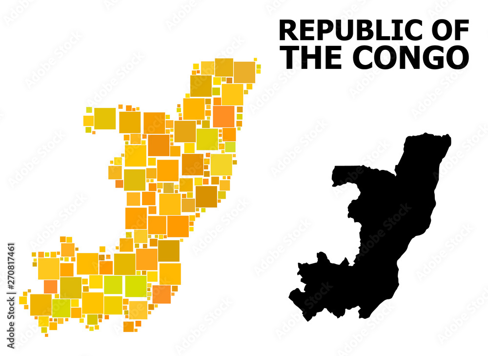 Obraz premium Gold Square Mosaic Map of Republic of the Congo