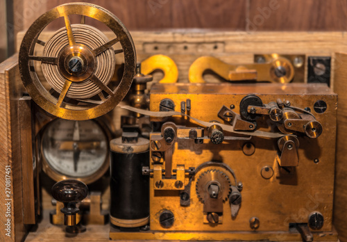 Vintage Morse code. telegraph system. Close-up photo