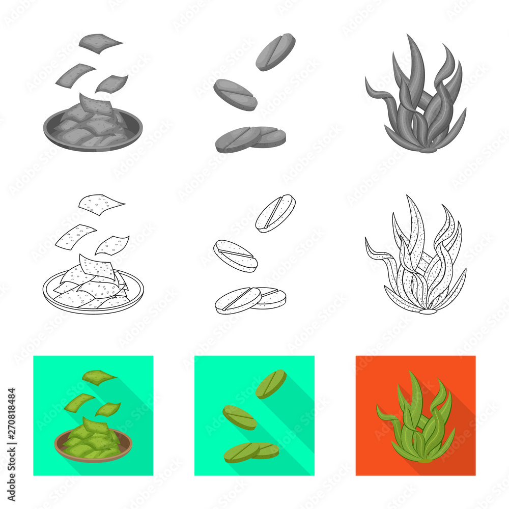 Obraz premium Vector illustration of protein and sea sign. Collection of protein and natural stock vector illustration.