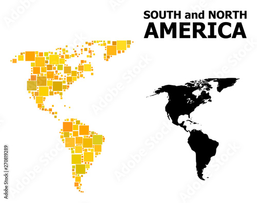 Gold Square Pattern Map of South and North America