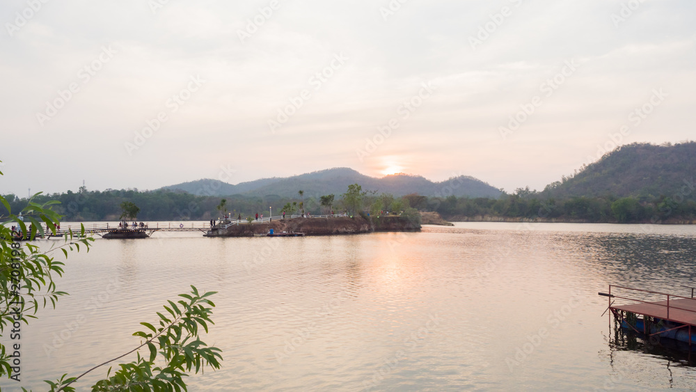 sunrise in mountain and river thai