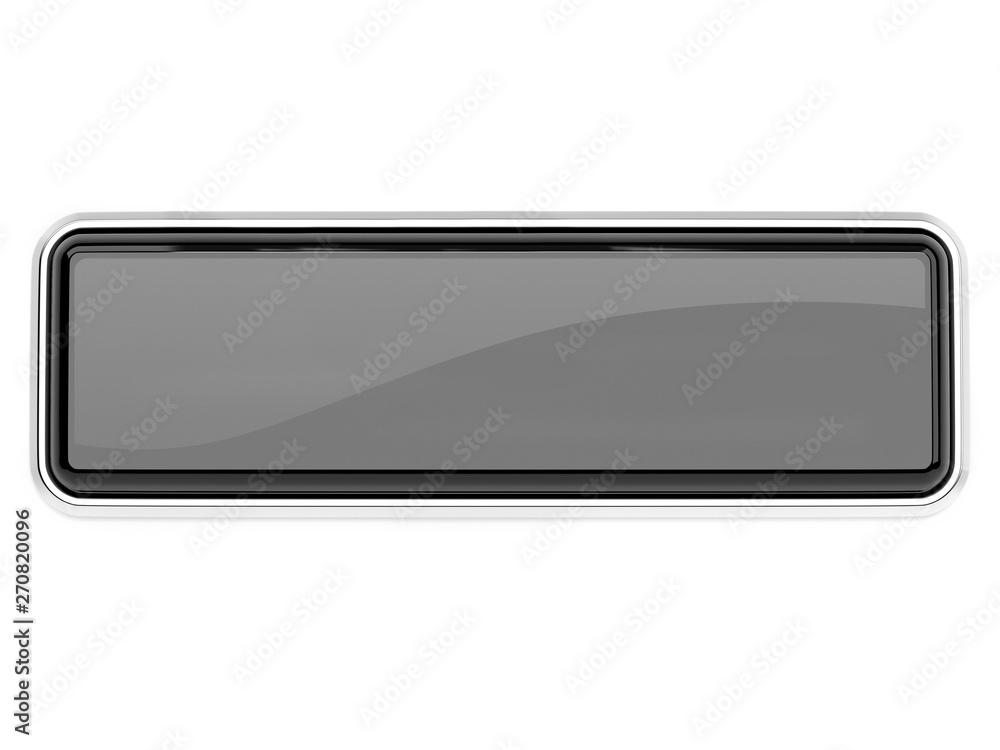 Black glass button. Square push button with metal frame. 3d rendering illustration isolated Black glass button. Square push button with metal frame. 3d rendering illustration isolated