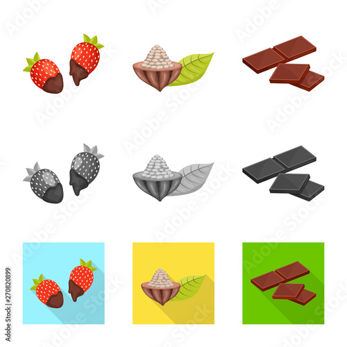 Isolated object of food and yummy logo. Set of food and brown   vector icon for stock.