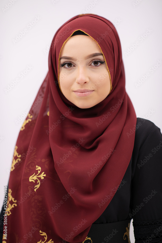 muslim woman with hijab on cyan backgrund muslim woman with hijab on cyan backgrund