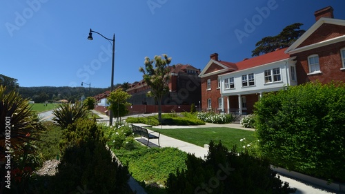 Impressions from Presidio Park in San Francisco at the Golden Gate Bridge of May 2, 2017, California USA