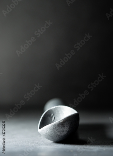 Tableau sur toile One scoop of Ice cream on table with chiaroscuro picture style with copy space for add text