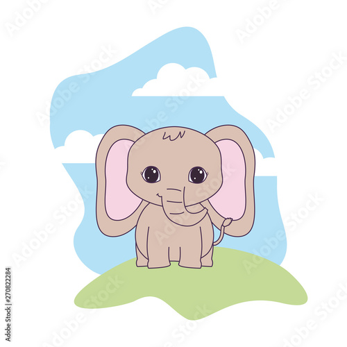 cute elephant animal in landscape natural
