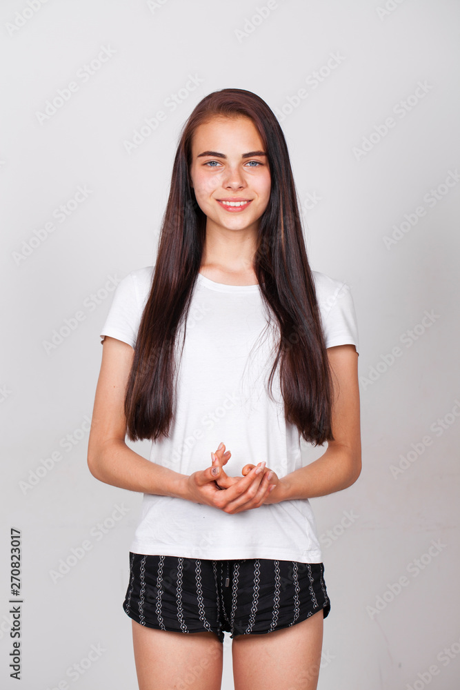 Close up portrait of pretty young brunette girl Close up portrait of pretty young brunette girl