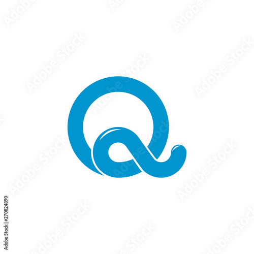letter q blue water loop overlap curves logo vector