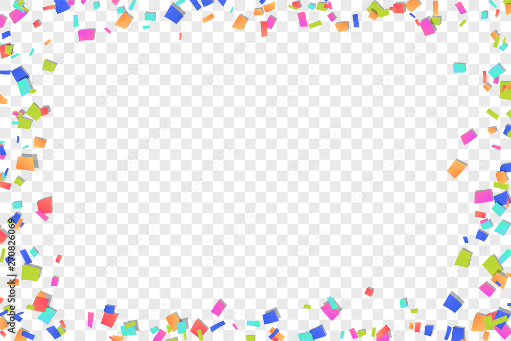 Falling confetti isolated white transparent background. Abstract design element festive party, Christmas holiday, New Year celebration. Bright birthday decoration, paper tinsel. Vector illustration Falling confetti isolated white transparent background. Abstract design element festive party, Christmas holiday, New Year celebration. Bright birthday decoration, paper tinsel. Vector illustration