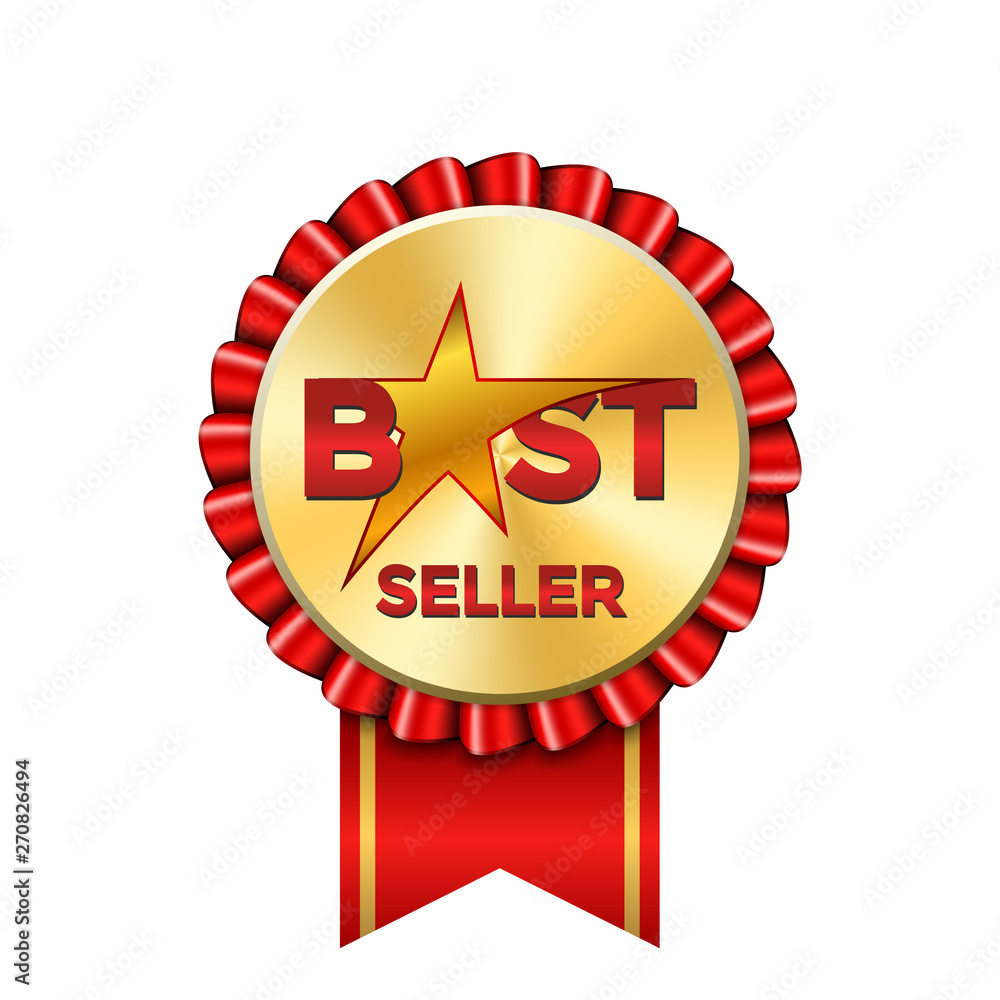 top rated 5 stars with red ribbon Stock Illustration