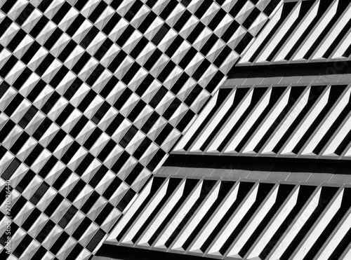 Abstract Geometric Architecture Background. Black and White Contrast of Modern Office Buildings.