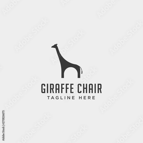 chair giraffe logo design vector icon illustration icon isolated