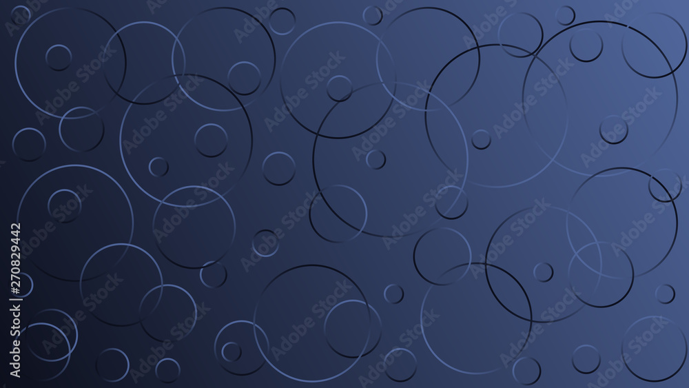 Light dark blue illustration, which consists of circles of different sizes. Gradient design for your product design: advertising, banners, posters,  etc... Illustration.