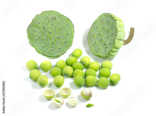 lotus seeds isolated on white background photo