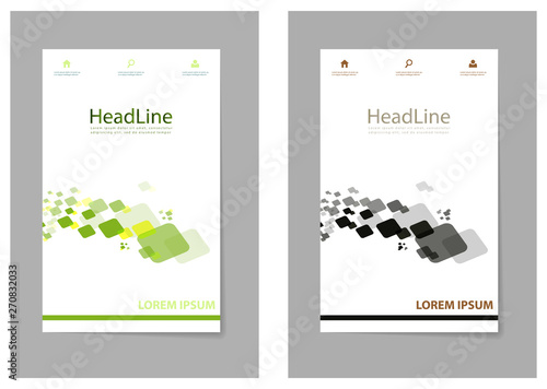 Brochure creative design. Multipurpose template with cover, back and inside pages. Trendy minimalist flat geometric design. Vertical a4 format.
