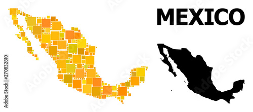 Golden Square Mosaic Map of Mexico