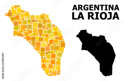 Gold Square Pattern Map of Argentina - La Rioja