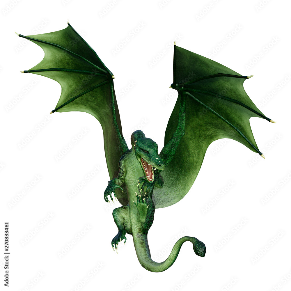 Fototapeta premium 3D Rendering Fairy Tale Dragon on White