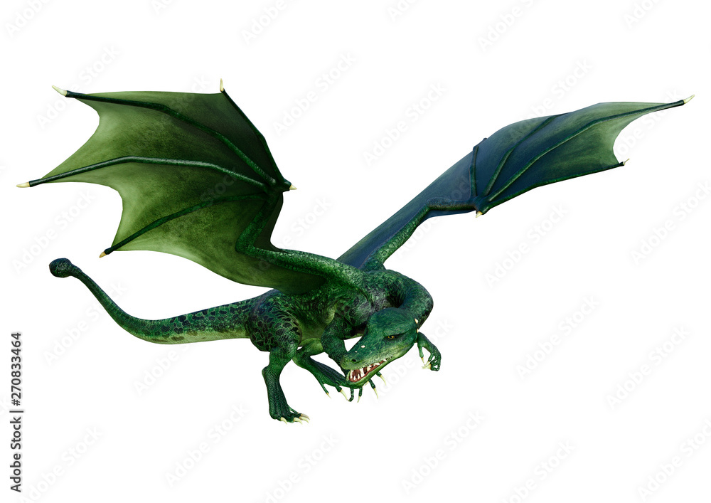 Fototapeta premium 3D Rendering Fairy Tale Dragon on White