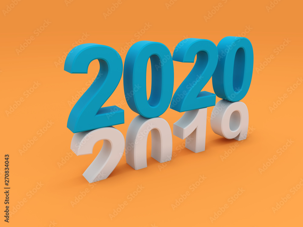New Year 2020 concept - 3D Rendered Image New Year 2020 concept - 3D Rendered Image