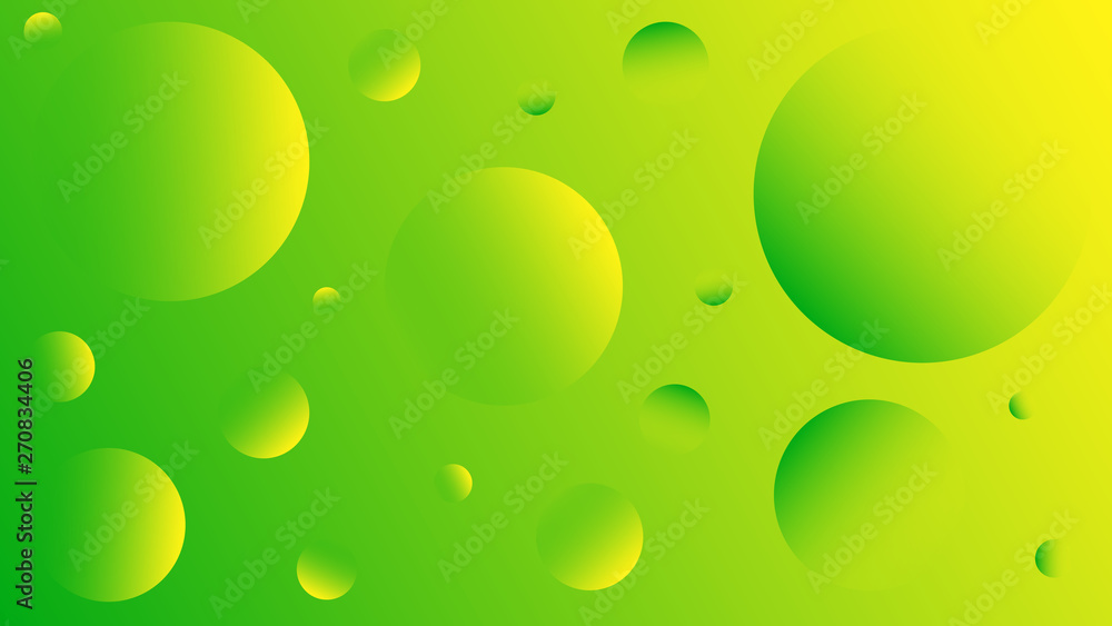 Bright abstract background of green and yellow circles. Background for advertising, cards, banners, messages, landing page. Disco style. Zine culture. Illustration.