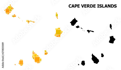 Gold Square Mosaic Map of Cape Verde Islands