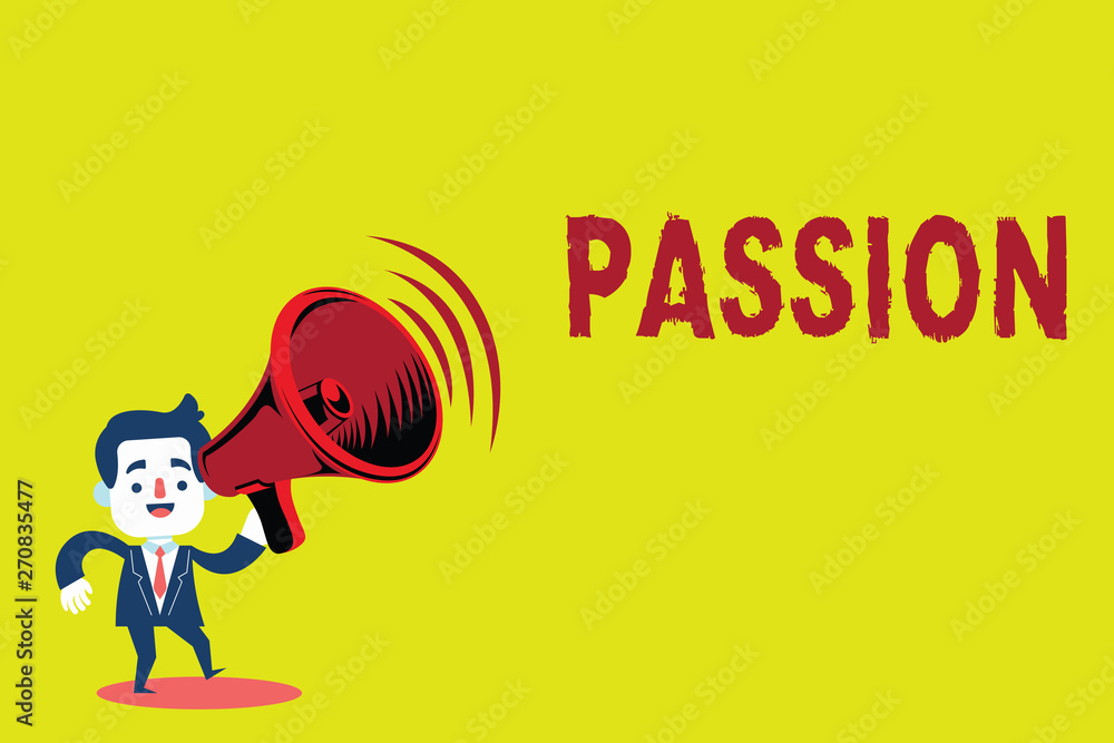 Naklejka premium Handwriting text Passion. Concept meaning Strong and uncontrollable emotion Powerful feeling Sexual attraction.