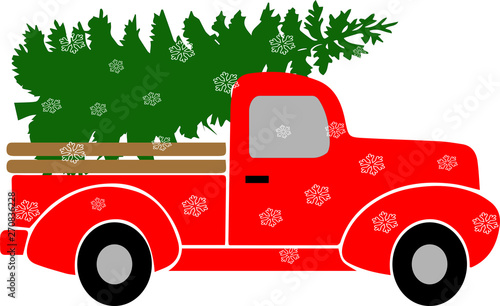 Red Christmas Truck for T-shirt Decoration