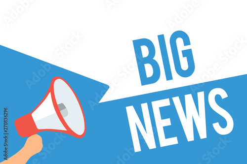 Writing note showing Big News. Business photo showcasing knowing actions no one heard about it yet Teleporter journalist Speech bubble idea message reminder shadows important intention saying