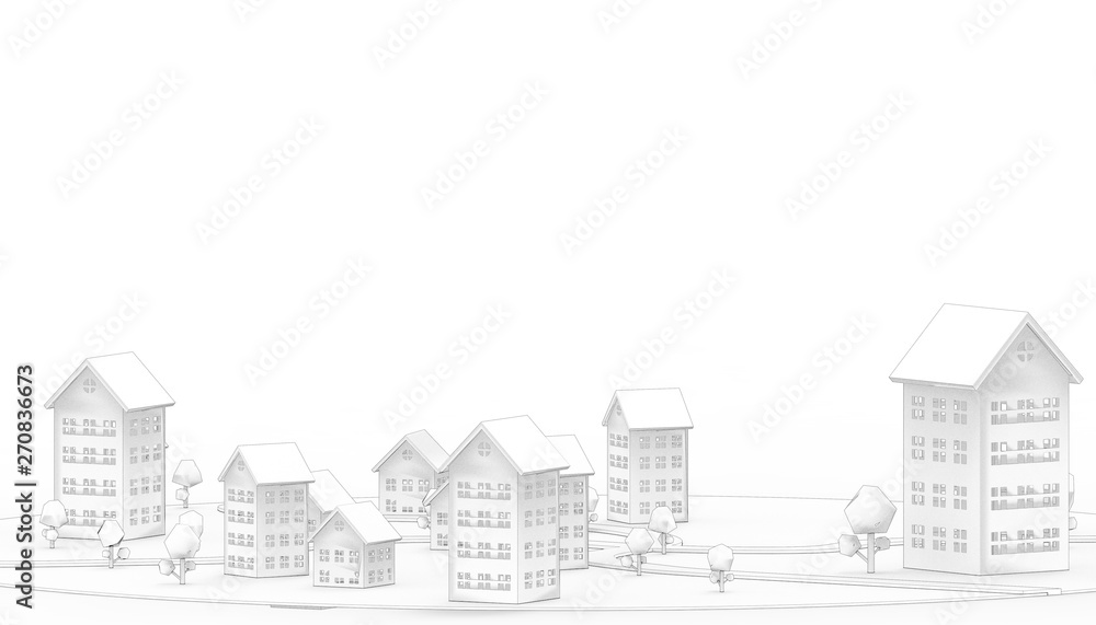 Housing Symbol and Community property business Concept Modern and contemporary on Black and White  Background  - 3d rendering